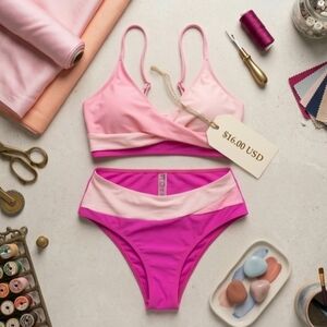 Women's Shein Pink Pastel 2-Piece Bikini Set Size L